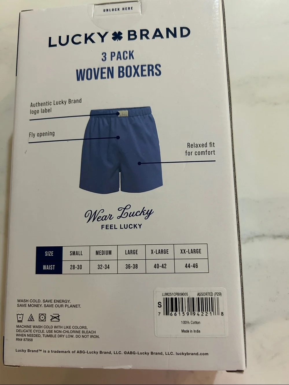 Lucky Brand Men’s 3-Pack Woven Boxers - Navy Floral, Black, Dark Blue
